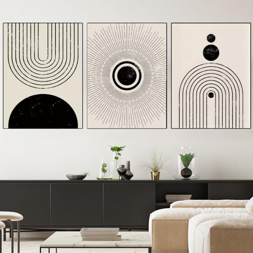 WZXGHE Cuadros abstractos en lienzo, impresión geométrica, juego de pósteres, líneas nórdicas modernas, para salón, dormitorio, póster decorativo, sin marco (A, 3x30x40cm, Sin marco)