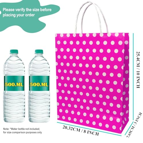 Image of Aakriti Paper Gift Bags with Handles Polka Dot Paper Party Favor Bags for Kid's Birthday Baby Shower Wedding Festivals Holiday Party (10 x8x3 Inch (Pack of 25), Gift Bags Polka Dot Assorted)