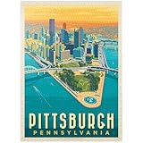 Pittsburgh, PA: vista de pájaro, póster vintage, rompecabezas premium de 1000 piezas para adultos