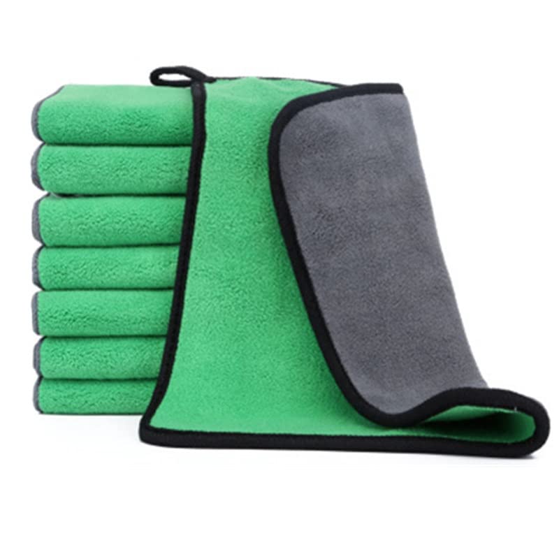 Image of Auto Hub Microfiber Cloth for Car - 600 GSM (40x40 CM) Car Cleaning Cloth, Thick Plush, Lint Free, Streak Free Microfiber Cloth for Bike & Car Washing & Drying Pack of 5-Green