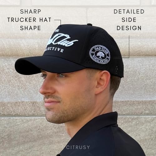 Image of CITRUSY Athletic Trucker Golf Hat | Performance Mens 5 Panel Cap | Cool Breathable Waterproof Workout Running Snapback