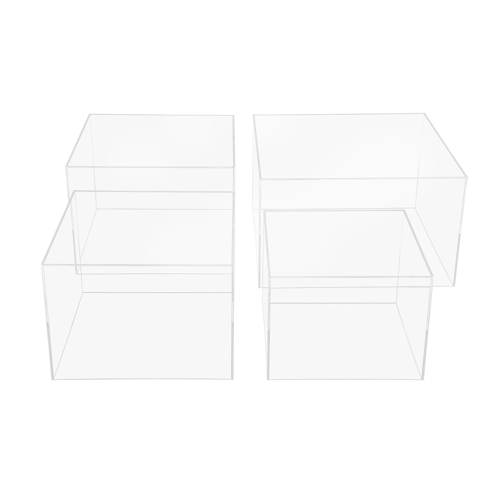 TIFLKibt 4-Piece Transparent Cake Stand Set (8 to 12 inch), Elegant Dessert Display for Cakes, Cupcakes, and Pastries, Perfect for Bakeries, Events, and Home Kitchen