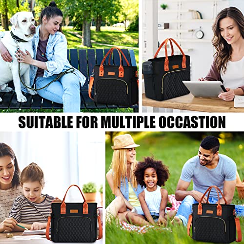 Yitote Lunch Bag Women Insulated With 4 Icepacks,Cute Lunch Bags For Women With Bottle Holder,Lunch Box For Women Lunch Bag With Adjustable Shoulder Strap,Women Lunch Bags For Work (Black) #TOP5