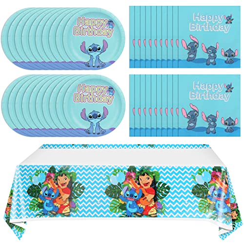Lilo and Stitch Party Supplies Includes 20 Paper Plates 20 Napkin 1 Table Cloth Serves 20 Guest