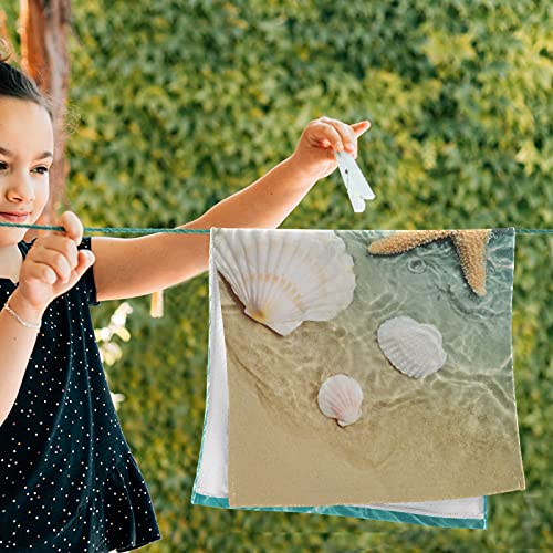 Seashell Starfish Towels Set Of 2 Hand Towel Absorbent Face Towel Soft Dish Towels For Gym Bath Kitchen Decor 28X14 Inches #TOP4