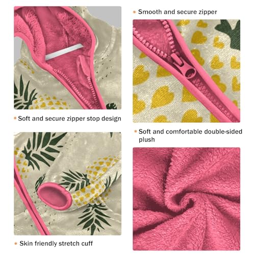 OTVEE Retro Pineapple Fruits Kids Hoodie Jacket Fall Spring Full Zip Warm Outwear Coat3