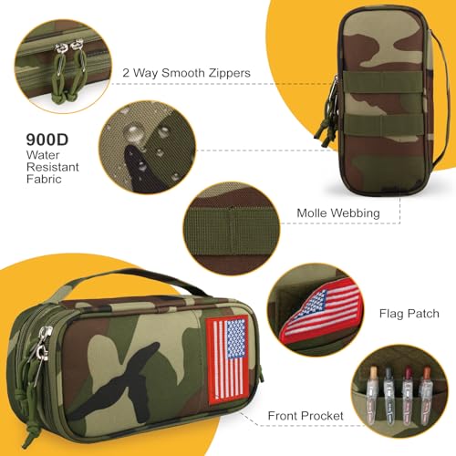 Image of Tactical Pencil Case for Boy,Large Capacity Pencil Pouch,Marker Organizer Case Pen Box, Tool Bag Desk Organizer for School College Office Organizers for Kids Men Women Adult Teens(Camo Green)