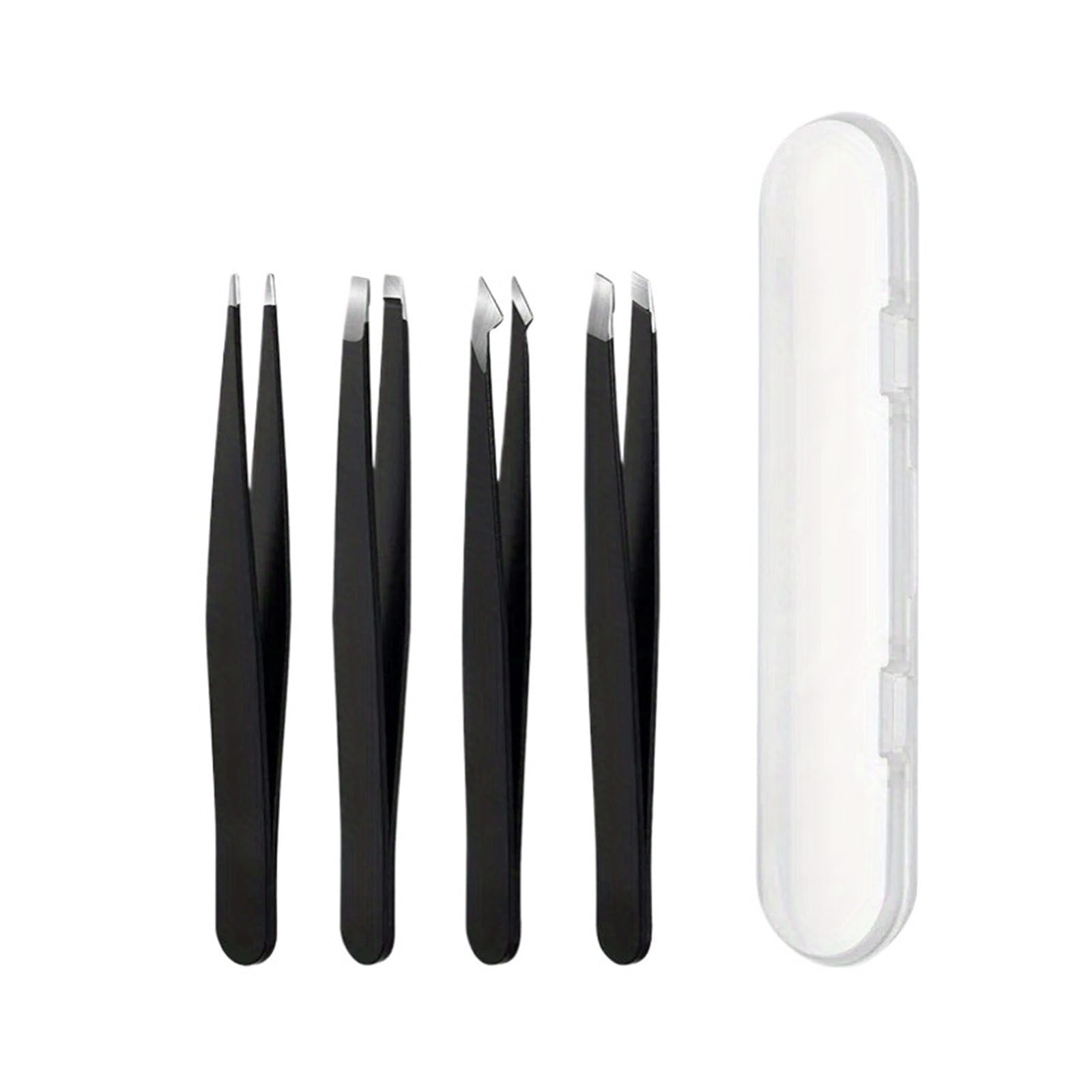 Volure 4Pcs(Black) Stainless Steel Eyebrow Tweezers
