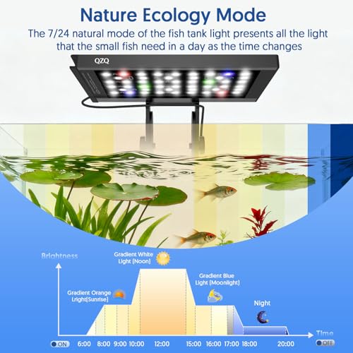 QZQ Fish Tank Light – Aquarium Light 24/7 Mode LED Aquarium Lights for Fish Tank with Adjustable Timer/Brightness, Aquarium Plant Light (12W for 7–12 Inch Tank) - Image 3