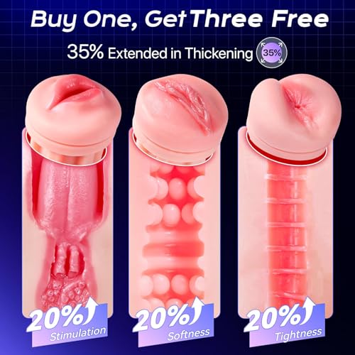 Image of Uoffile Male Masturbator Sex Toys for Men - AI Sync 3 Sleeves Mens Sex Toy Adult Toys with 9 Sucking & 9 Vibrating, Pocket Pussy Penis Pump Colorful Lighting Male Stroker Blowjob Erotic Massage Kits