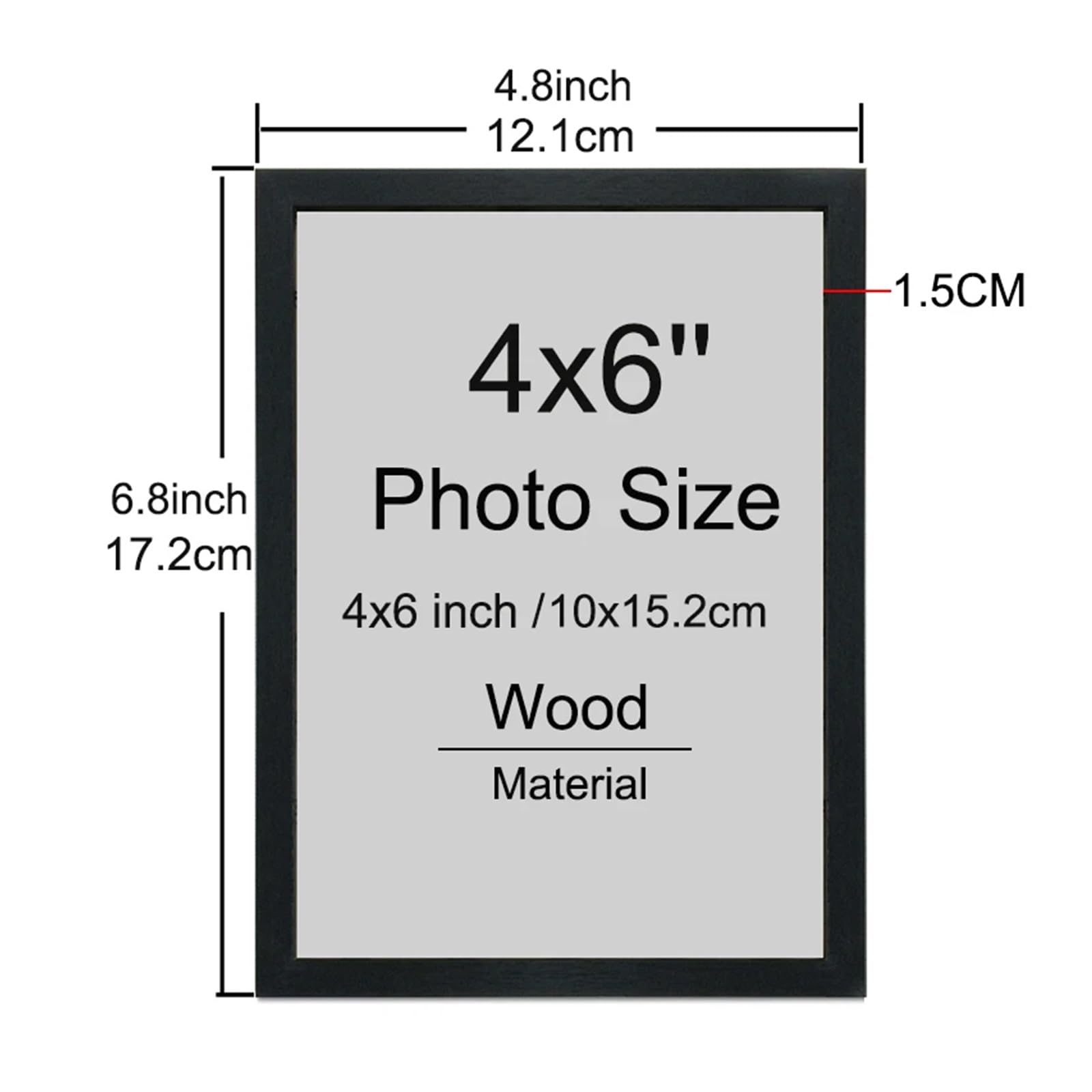 WNBFTTK Bilderrahmen 2pcs 4x6inch Black Wood Photo Frame 10x15cm Picture Modern Minimalist Family DIY Wall