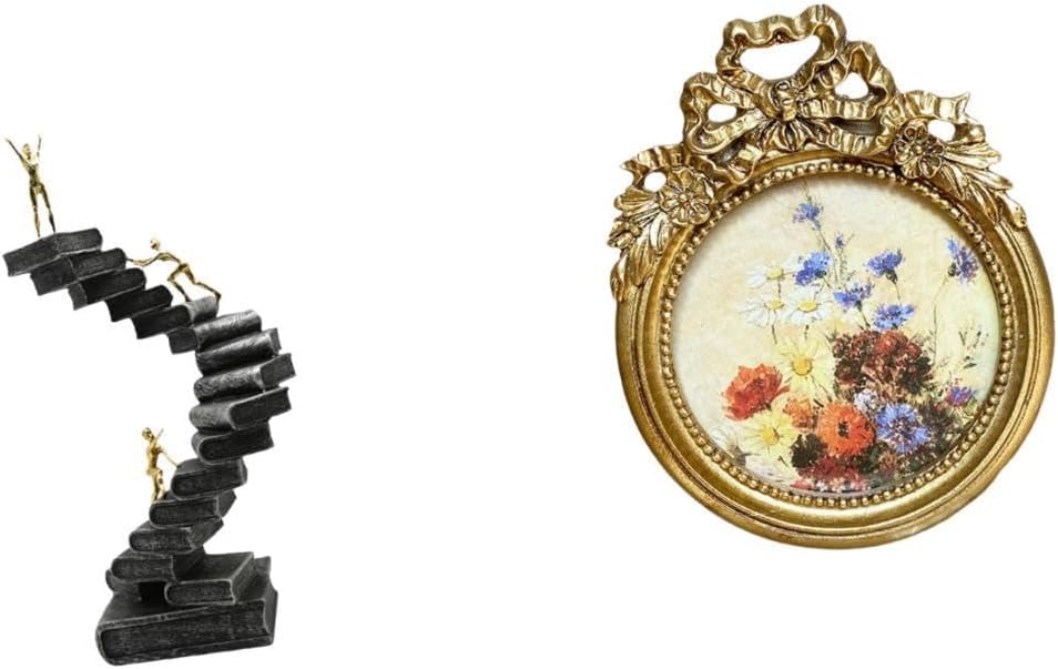 Antique Vintage Picture Frame Ornate European Thinker Statue for Bookshelf Decorative Objects Desktop Wall Display Wedding Gift Ideas