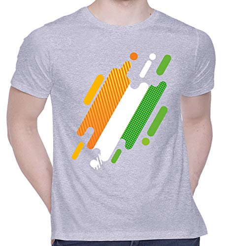 Image of Graphic Printed T-Shirt for Unisex Indian Tricolor Creative Artwork Tshirt | Casual Half Sleeve Round Neck T-Shirt | 100% Cotton | D00049-13