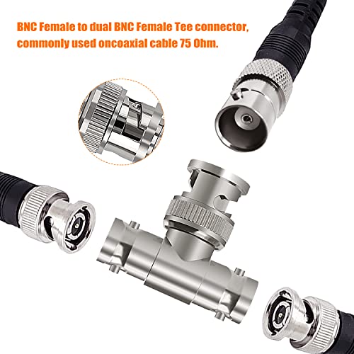 KUOQIY 8 PCS 3-Way BNC Male to Dual Female Adapter, T-Type BNC RF Coaxial Connector for Coaxial Cable CCTV, Antenna - Image 4