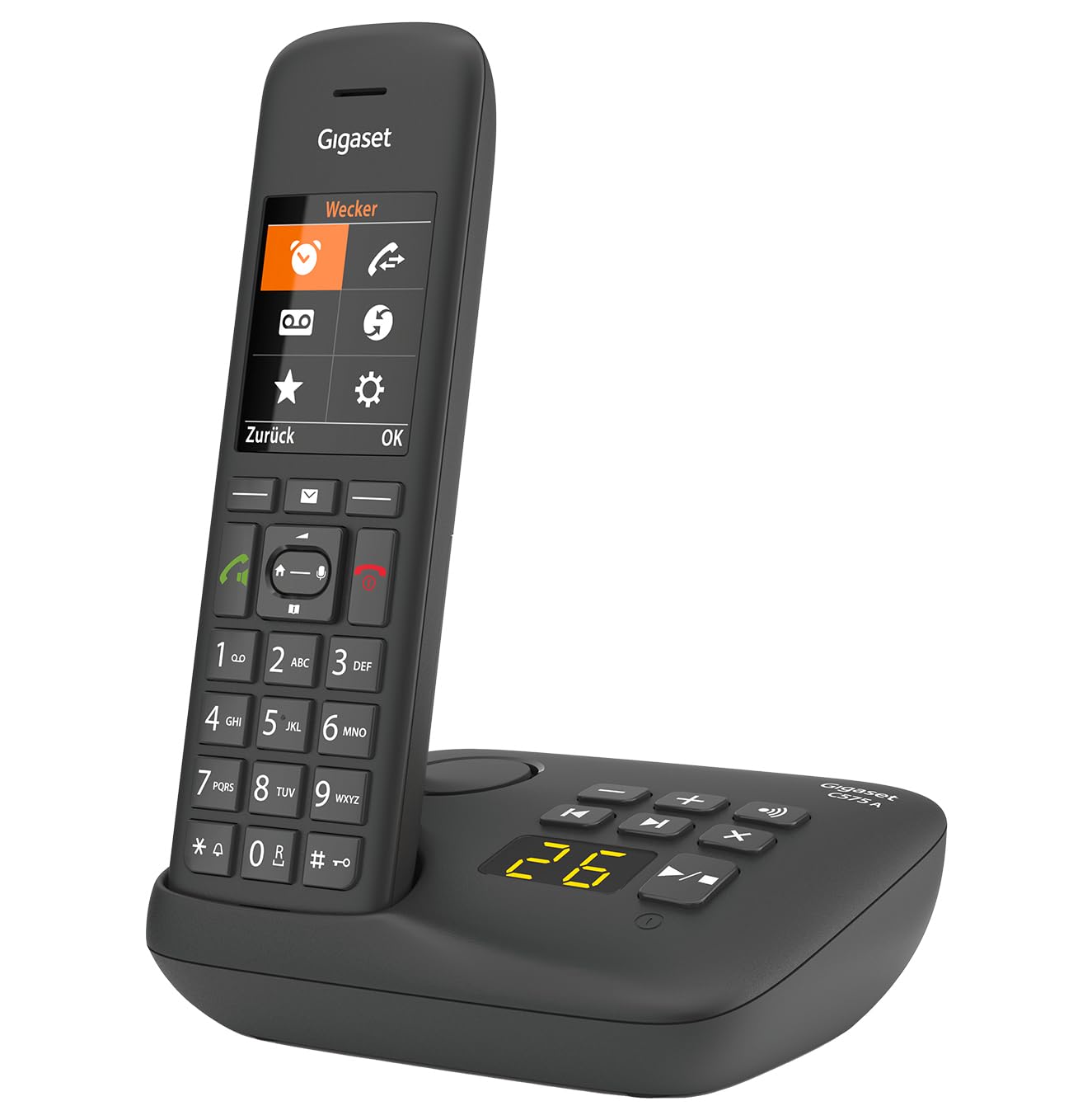 Gigaset C575A - Schnurloses DECT-Telefon mit Anrufbeantworter - großes Farbdisplay mit moderner Benutzeroberfläche - Adressbuch - Schutz vor unerwünschen Anrufen, schwarz [Deutsche Version]