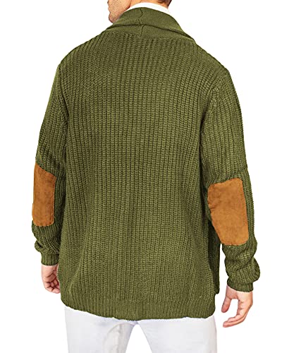 Esobo Men'S Shawl Collar Cardigan Sweater Multi-Color Button Down Knitted Sweaters With Pockets Armygreen thumb #2