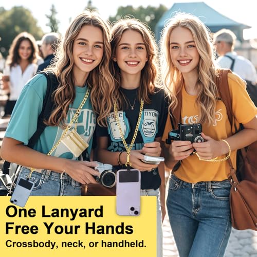 Image of XANGNIER Clip and Go Strap for Phone with Wallet Crossbody, Phone Strap with Zippered Wallet, Adjustable Anti Theft Cellphone Lanyard for Women, Cellphone Chain Accessories,Chain Gold