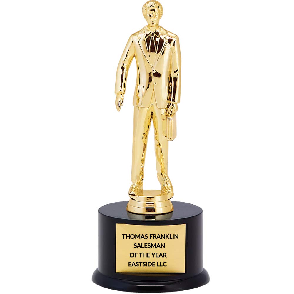 DINN BROS Office Award, Salesman Trophy, Customize Engraving, Male, 11 Inch Tall