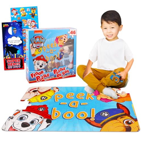 Paw Patrol Floor Puzzle Activity Set - Bundle with 46 Pc Jigsaw Puzzle for Kids Plus Stickres, More | Paw Patrol Toys for Kids | Paw Patrol Puzzles...