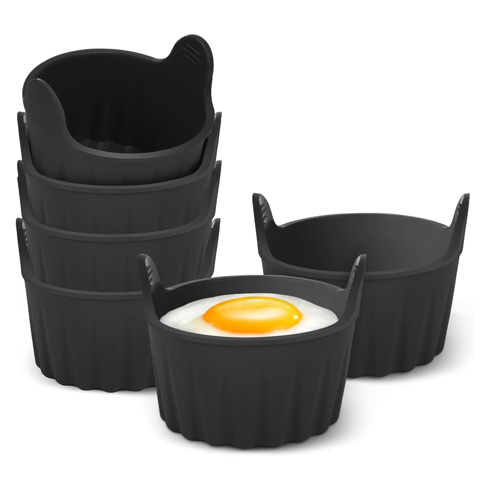 6 Pcs Ramekins for Air Fryer, Microwave Egg Poacher, Food Grade Air Fryer Egg Poacher, Ramekins Baking Cups for for AirFryer, Microwave and Oven