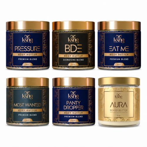 Image of KXNG Cosmetics Men's Skin Care Essentials Pack | Body & Beard Butters with Travel-Size Hand Sanitizer for Men | Daily Moisturizing & Hygiene Care Set | Ideal for Hands, Feet & All Skin Types
