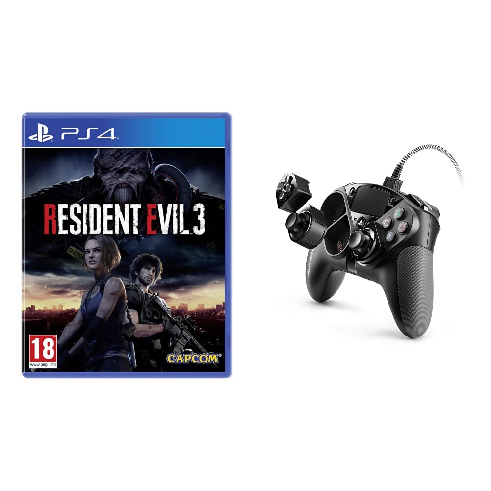 Resident Evil 3 Remake (PS4)+ThrustMaster Eswap Pro Controller The Versatile, Wired Professional Controller For PS4 And PC