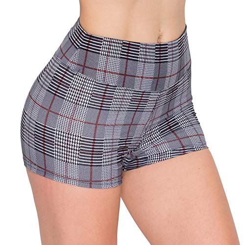 Image of ALWAYS Women Workout Yoga Shorts - Premium Soft Solid Stretch Cheerleader Running Dance Volleyball Short Pants Checkered Plaid 2026 Red L
