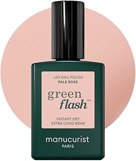 Manucurist Green Flash LED Pale Rose Pink Gel Nail Polish - Vegan, 12-Free, Plant-Based - Strengthens and Protects the Nail - Light Pink Gel Polish - Made in France - 0.5 fl oz