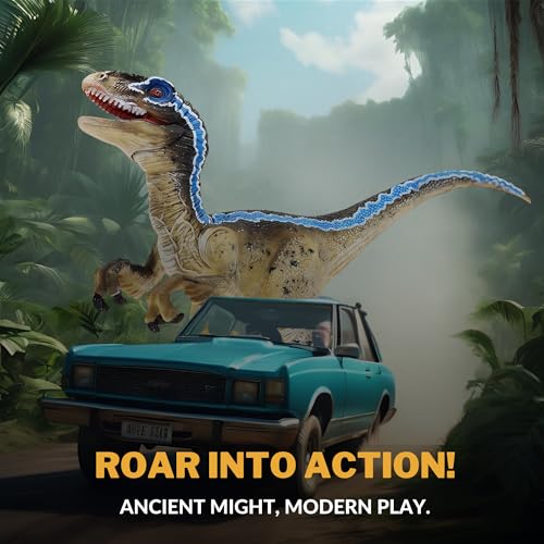 Image of Velociraptor Toy Dinosaur Action Figure, Realistic Veloci Raptor Big Dinosaurs Toys for Kids, Blue Velociraptor Dinosaur Toy for Play and Display, Jurassic Dino Toys for Boys & Girls (Velociraptor)