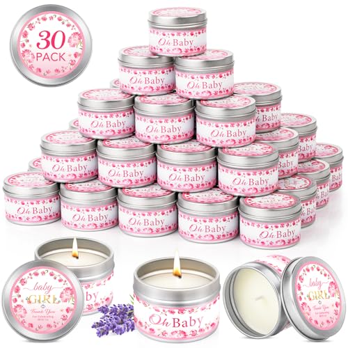 VISCOO 30 Pack Baby Shower Party Favors Candles Lavender Scented, Baby Shower Favors for Guests Prizes, Girl Boy Gender Reveal Party Gifts Decorations (1.2 Oz, Pink)