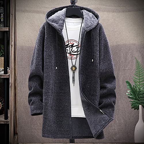 Muscularfit Mens Long Cardigan Lightweight Hooded Sweater Causal Long Sleeve Fleece Lined Knitted Sweaters Warm Jackets Coat2