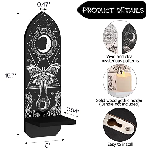 Witchy Wall Decor Decorative Shelf Set Of Two, Witchy Gifts Home Decor, Gothic Shelves Candle Sconces, Witchcraft Supplies Wooden Crystal Display Shelf, Wiccan Goth Spooky Room Decor For Witches #TOP5