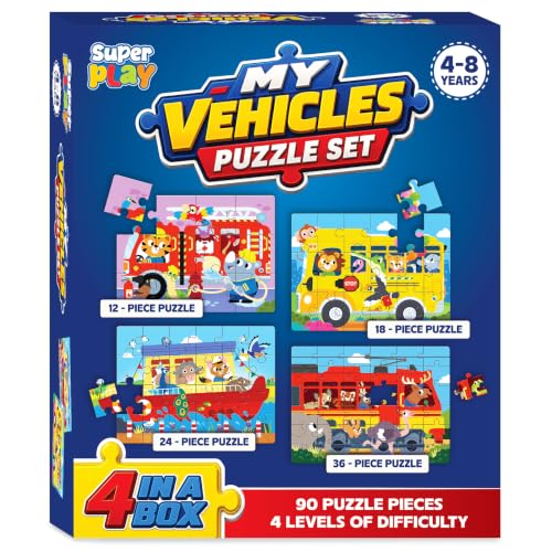Image of Superplay My Vehicles Puzzle Set for Kids | Progressive Jigsaw Puzzles, Preschool Learning Travel Toy for Boys & Girls, Gift for Ages 4, 5, 6, 7 & 8