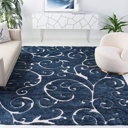 Image of Anti Slip Soft Shaggy Carpets for Living Room Bedroom Hall Kitchen Home Modern Fluffy Rugs Size 3x5 Feet Color Blue
