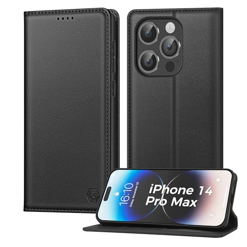 Kirnntca Handyhülle für iPhone 14 Pro Max Hülle Kartenfach Premium PU Leder Klapphülle Schutzhülle Standfunktion Tasche Flip Case für iPhone 14 Pro Max - Schwarz