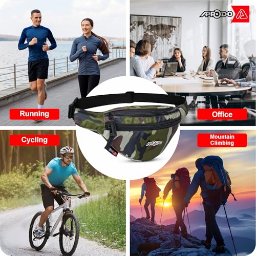 Image of Aprodo Chest & Waist Bag for Men and Women, Hands-Free Fanny Pack Bumbag with 3 Zippered Pockets, Easy Carry Phone Wallet & Cards Beltbag for Sports, Travel, Jogging, Cycling and Workout (Camouflage)
