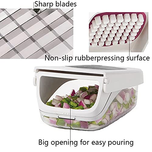 Image of Manual Vegetable Fruit Slicer Chopper Presser Cut Onion Vegetable Slicer Fruit Cheese Cutter Dicing Blade Kitchen Tool, White