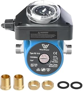 WiseWater 110V Circulation Pump with Timer, 115W 10 GPM Hot Water Recirculating Pump, Circulator Pump with 3/4" to 1/2" NPT Internal Connectors for Boiler, Solar Heater and Hydronic Radiant Heating