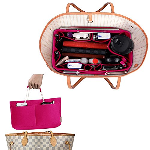 Ztujo Purse Organizer, Multi-Pocket Felt Handbag Organizer, Purse Organizer Insert With Handles, Medium, Large, X-Large (Medium, Rose) #TOP5