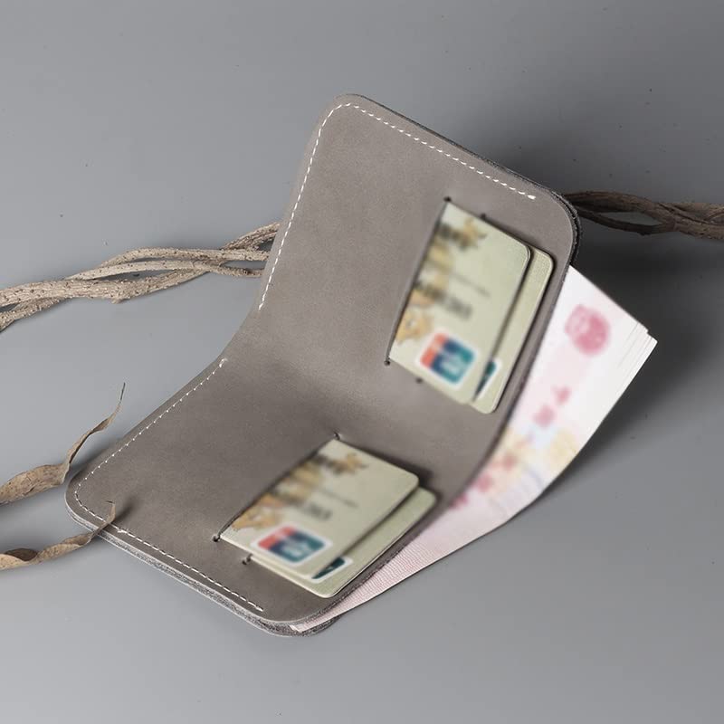 Retro Vertical Wallet Wallet Card Bag Handmade Short Wallet Card Bag Multifunctional Wallet(Black)4