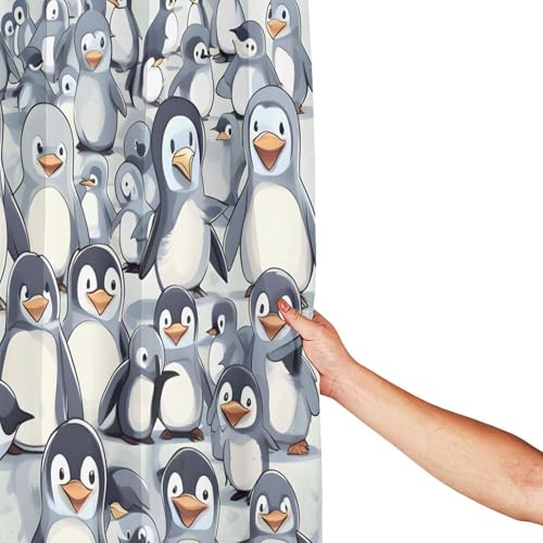 Rideau de douche pingouin 183x183cm en polyester imprimé avec 12 oeillets - 5