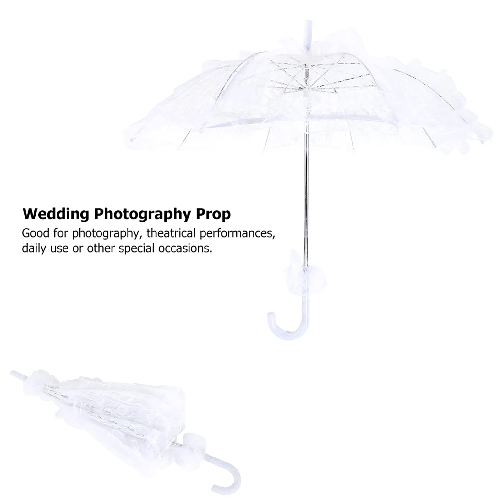 Ombrello da Sposa in Pizzo, Ombrello da Sposa Elegante Ricamato in Pizzo, Ombrellone, Mini Accessorio per Costume da Donna Romantico Vintage per Feste di Matrimonio Che Balla Fotografia Prop(bianco)