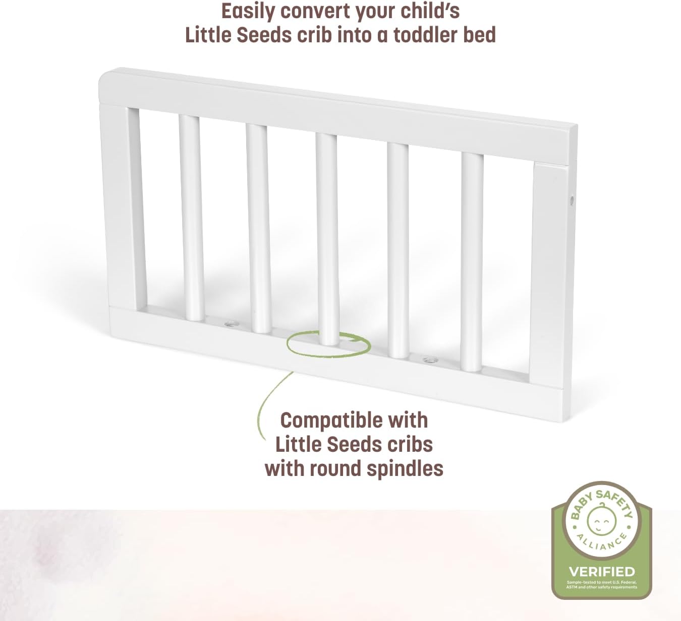 Little Seeds Toddler Guardrail, True White