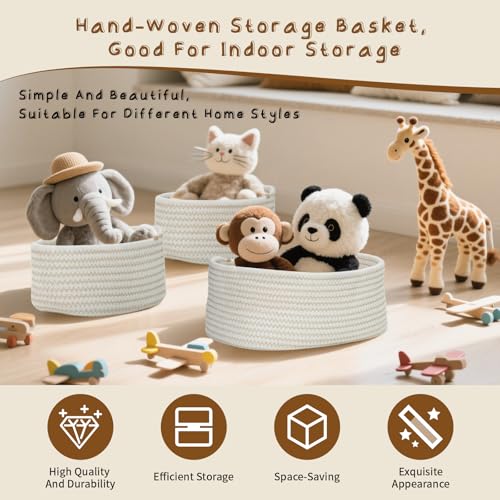 Cozary Aufbewahrungskorb Aus Baumwolle – Handgefertigter Badezimmer Organizer & Multifunktionskorb (2 Größen) – Aufbewahrungskorb Geflochten Für Bad, Küche, Kinderzimmer – 3 Stück