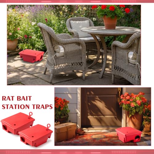Image of Qualirey 12 Packs Rat Bait Stations Rodent Traps Outdoor Indoor, Red | Large Bait Boxes for Mice and Rats Mouse Traps Bulk, Lockable with Key, Keep Pets and Children Safe
