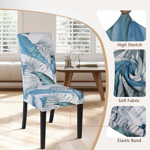 Image of SearchI Dining Room Chair Covers Set of 4, Stretch Printed Parsons Chair Slipcovers Removable Washable Spandex Kitchen Chair Protector Cover for Dining Room, Hotel, Ceremony (Flower Pattern5)