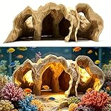 AEMCHDM Grotta Aquarium Effetto Legno – Tunnel Sottomarino 3D per Pesci e Gamberetti, Cachette per Acquario con Più Camere, Decor Aquarium Naturale per Aquarium Eau Douce e Poisson Aquarium