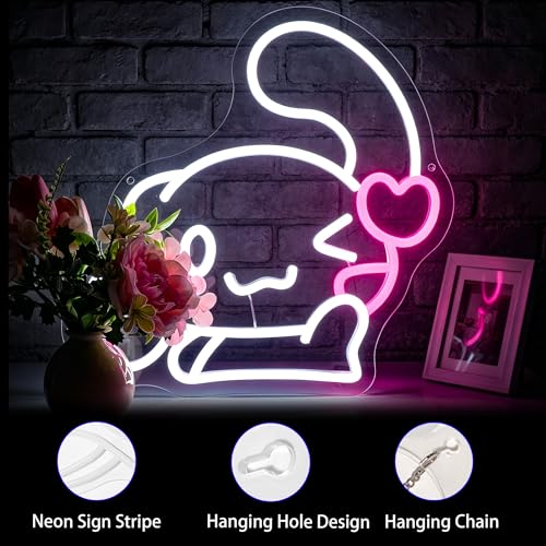 Image of Neon Sign, FPLL Cute Neon Signs for Wall Decor White LED Signs for Bedroom, Game Room, Home Decor - Light up Sign USB Powered