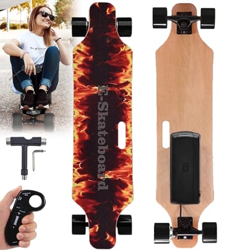 Longboard EléCtrico PortáTil Para Desplazamientos Diarios, Patineta De Surf De 35' Con Control Remoto, Alcance De 8km, Ajuste De 4 Velocidades Para Adultos Principiantes Adolescentes NiñOs NiñAs,C