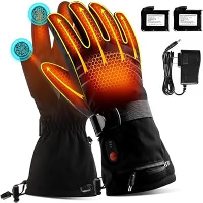 ABXMAS Heated Gloves for Men Women Rechargeable,7.4V 6400 mAh Electric Battery Heated Ski Gloves 3 Heating Level,Waterproof Touchscreen Heating Gloves for Outdoor Work Arthritis Snowmobile Cycling